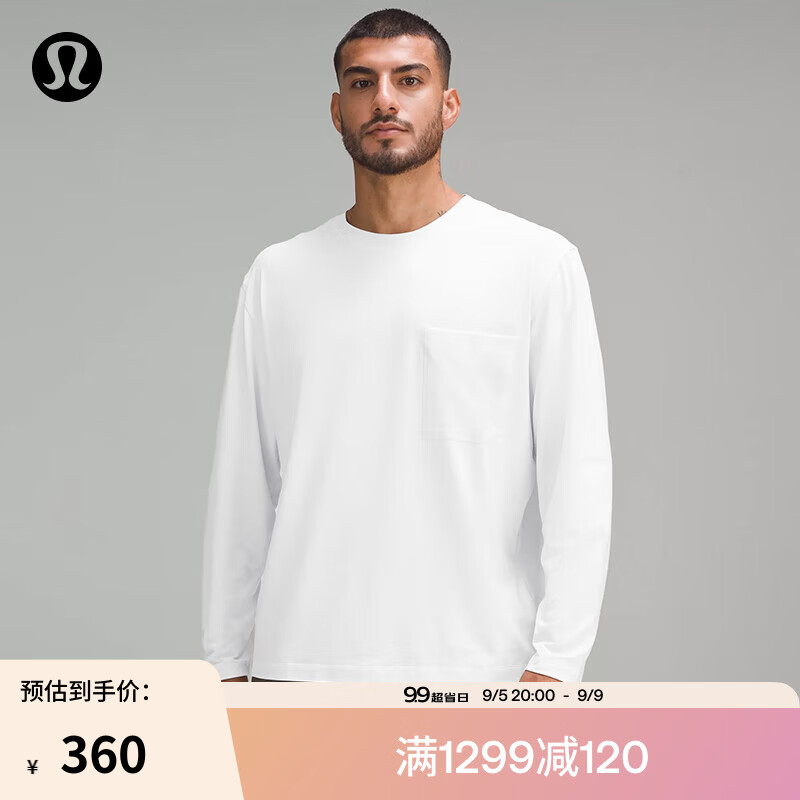 lululemon丨Fundamental™ 男士宽松款长袖 T 恤 LM3ERUS 白色 M