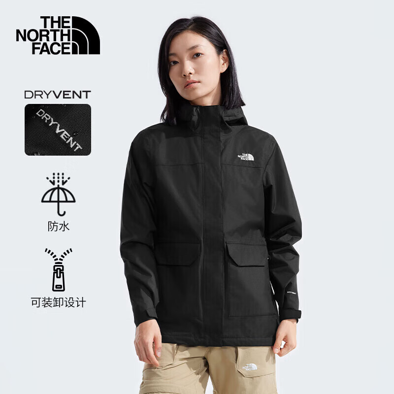 北面（The North Face）冲锋衣女经典款防水透湿户外可挂内胆24秋季预|88RS JK3/宇宙黑 S/155