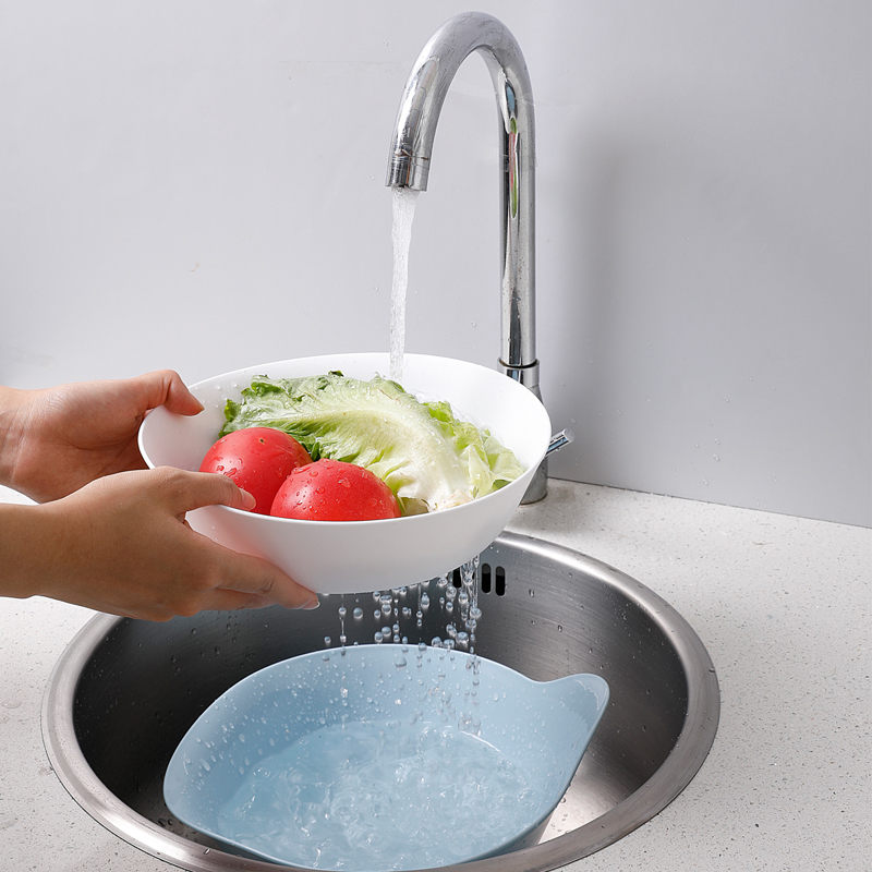 美丽雅料理篮洗菜盆篮家佣沥水篮双层厨房滤水水果盘篮1件装