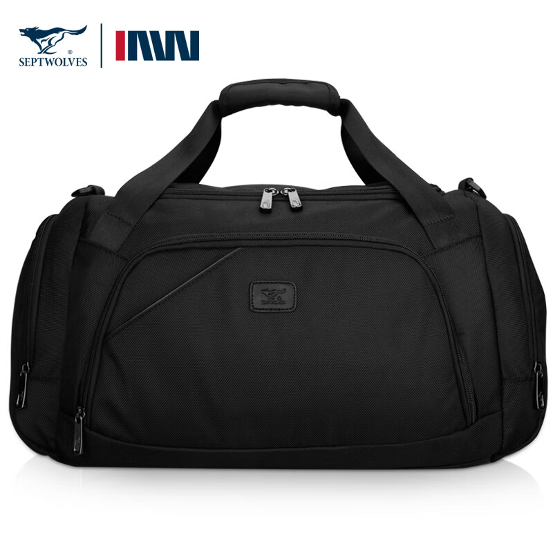 七匹狼（SEPTWOLVES）大容量旅行包男手提旅游包短途篮球包男登机商务出差旅行袋 黑色升级款