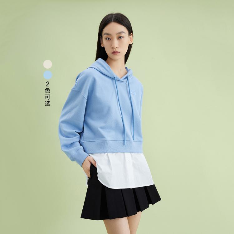 丽丽 LILY秋款卫衣女时髦运动风学院风减龄假两件连帽卫衣女