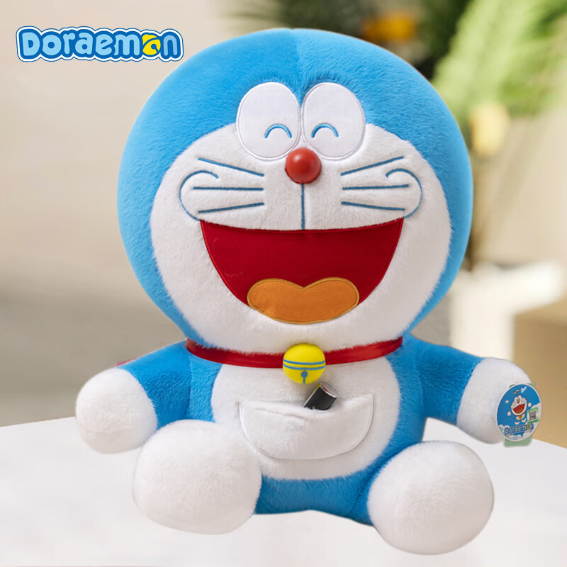 哆啦A梦（Doraemon）正授权毛绒公仔玩具叮当猫玩偶抱枕多啦机器猫 38cm 喜笑颜开 哆啦A梦精品款