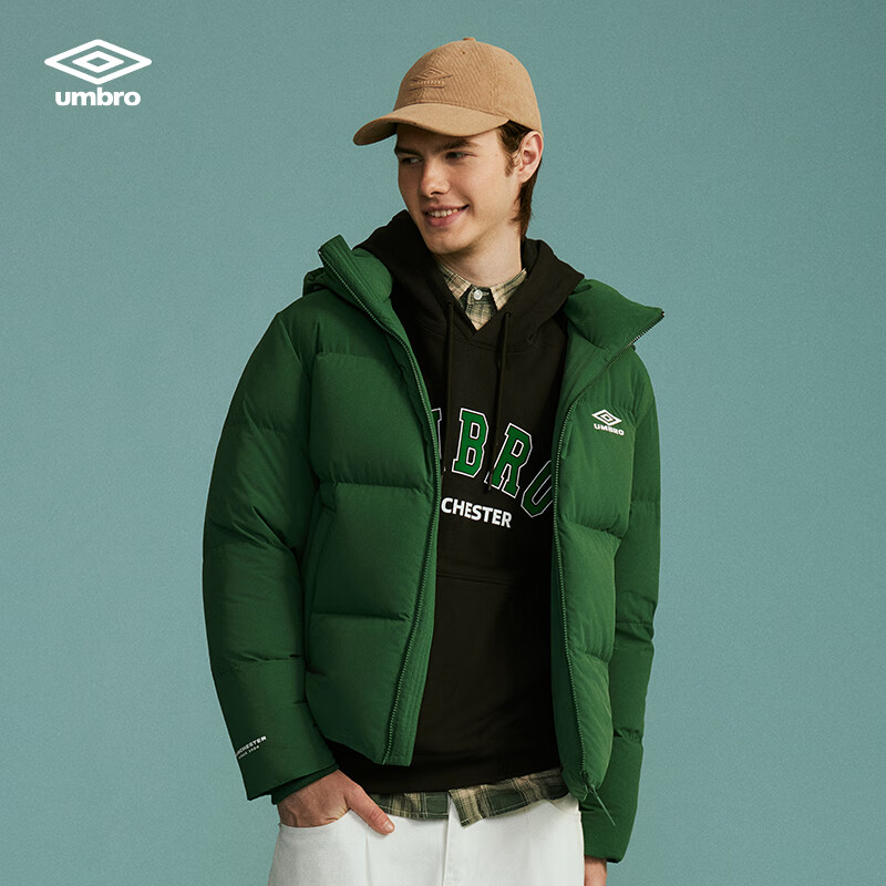 茵宝（Umbro）官方连帽运动羽绒服冬季新款复古保暖外套女款大衣男款