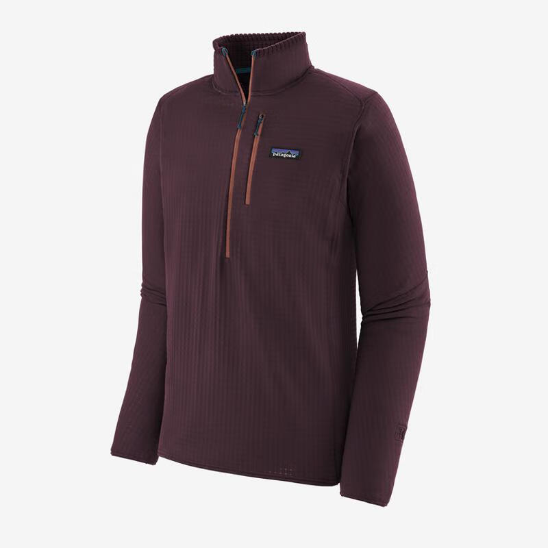 巴塔哥尼亚（Patagonia）男子抓绒衣R1 Pullover 秋冬款户外舒适休闲保暖套头衫长袖上衣 Obsidian Plum (OBPL) XXL