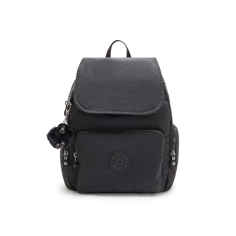 凯普林 kipling男女款2024秋冬新帆布包书包出游包猴子包双肩包背包 CITY ZIP S-黑皮诺色