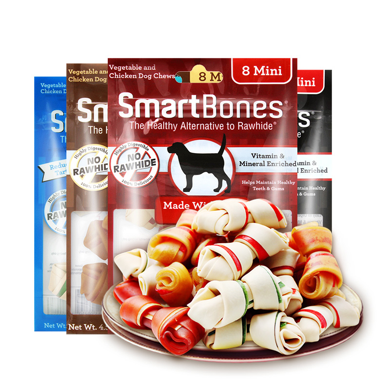 美国SmartBones洁齿骨狗零食狗狗磨牙棒 8支装宠物迷你