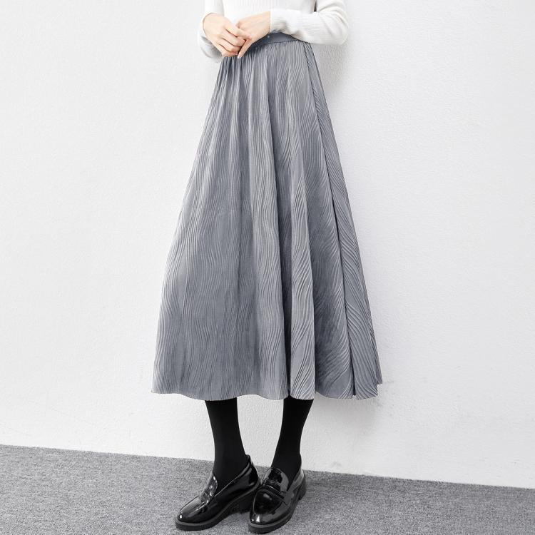 【高腰大摆半身裙】秋冬新女士时尚松紧腰显瘦中长裙