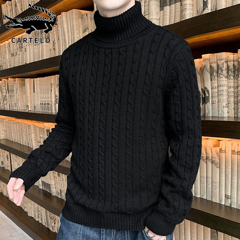卡帝乐鳄鱼（CARTELO）毛衣男高领秋冬季时尚男士针织衫加厚打底衫上衣男装