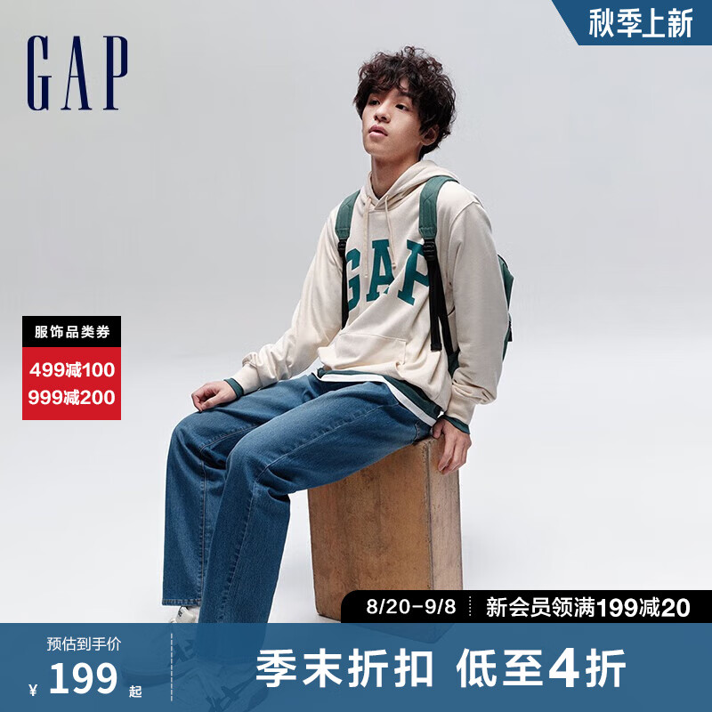 Gap男女装春季2024新款LOGO美式复古连帽法式圈织软卫衣892186