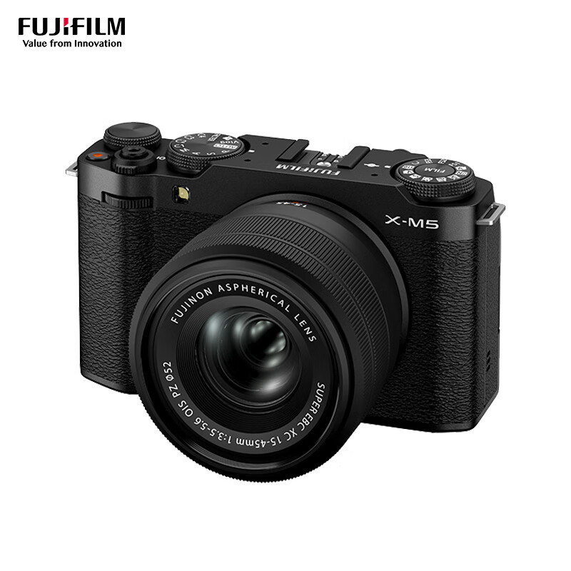 富士（FUJIFILM）X-M5/ M5 微单相机 套机（15-45mm镜头）2610万像素 AI智能对焦 20种胶片模拟 黑色