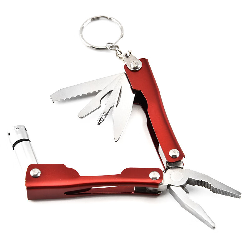 米良品多功能钳子折叠迷你带灯套装户外便携式家用工具钳子随身工具 1套装【带灯款】