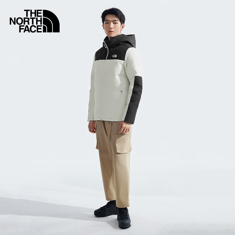 北面（The North Face）羽绒服男保暖外套550蓬鹅绒填充24秋冬|4U82 ROU/米白色 L