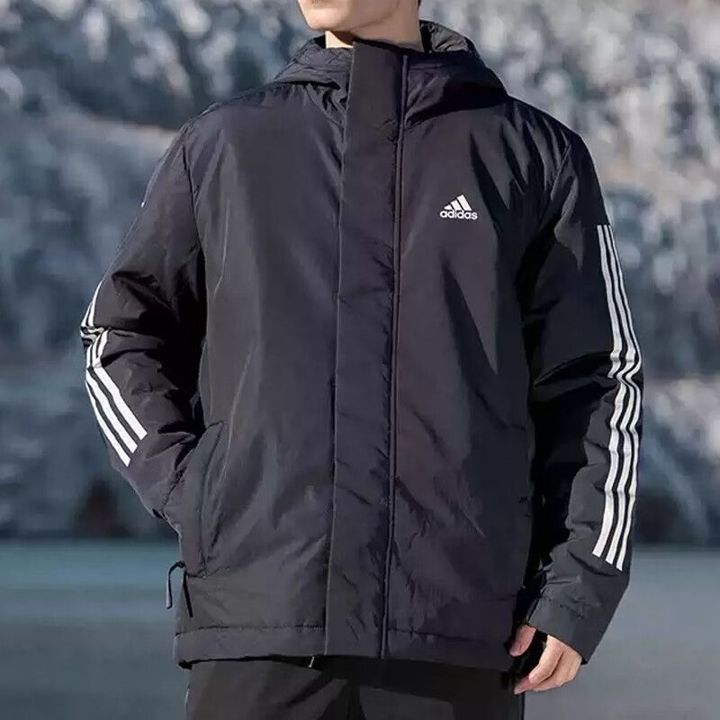 adidas阿迪达斯2024男子3S HOODED JKT棉服IX8884