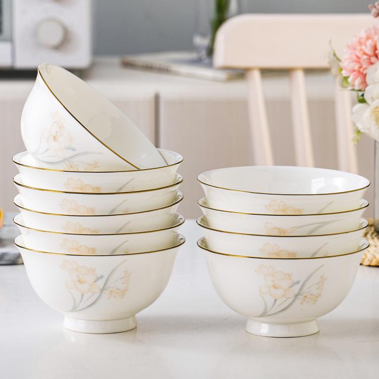 骨瓷碗盘家用现代轻奢陶瓷餐具套装吃饭碗筷组合碗碟