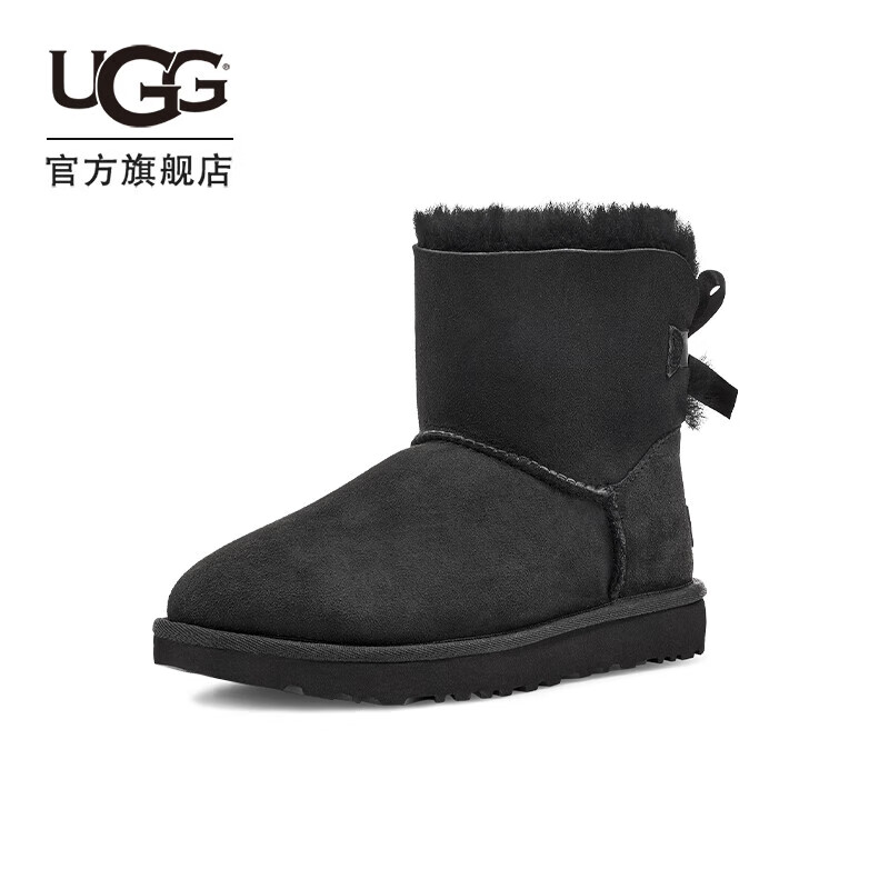 UGG冬季女士贝莉平底蝴蝶结短靴雪地靴1016501 BLK|黑色经典延续色37