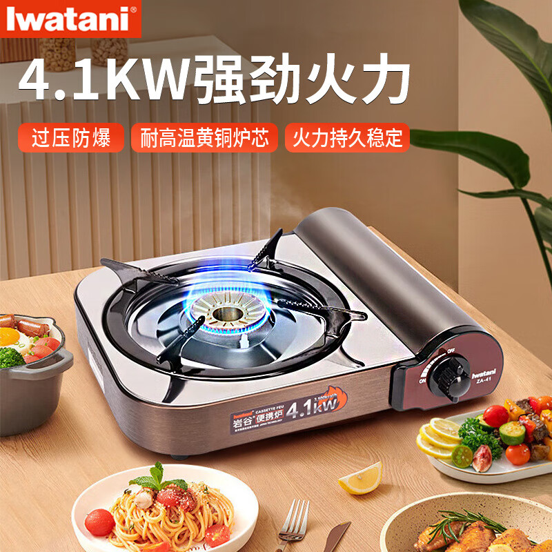 岩谷（Iwatani）卡式炉4.1kw户外炉具卡式炉套装烤盘套装猛火灶大火力燃气炉子 41炉+一体包+10烤盘+250g*5气瓶