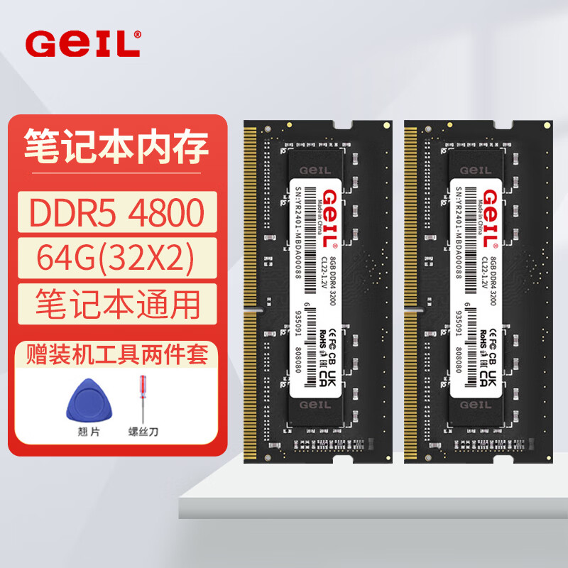 GEIL金邦 笔记本内存条 DDR5 笔记本电脑内存条 第五代内存条 5600 5200 4800 MHZ 运行内存 笔记本 64G(32GX2)套条 4800