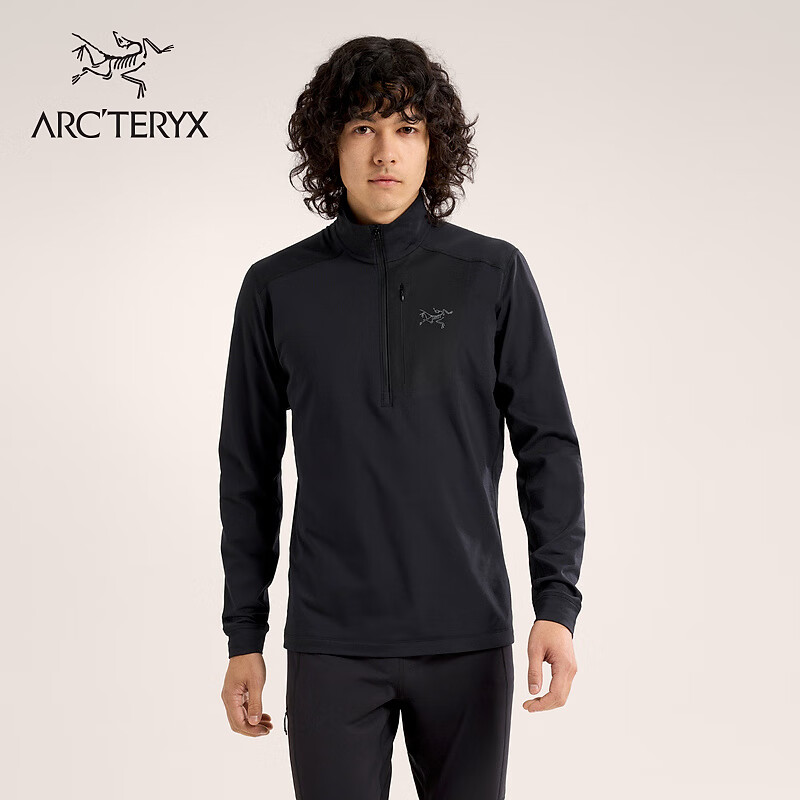 ARC’TERYX始祖鸟 RHO LT ZIP NECK 轻量 男子 内层长袖上装 BLACK/黑色 L