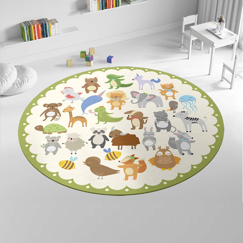 KAYE儿童圆形地垫卡通垫子家用卧室书房电竞电脑椅家用防滑转椅垫定制   cm