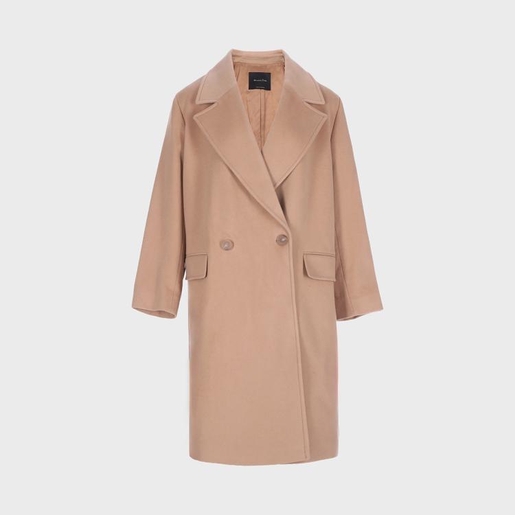 女式通勤纯色翻领直筒长款时尚休闲外套大衣