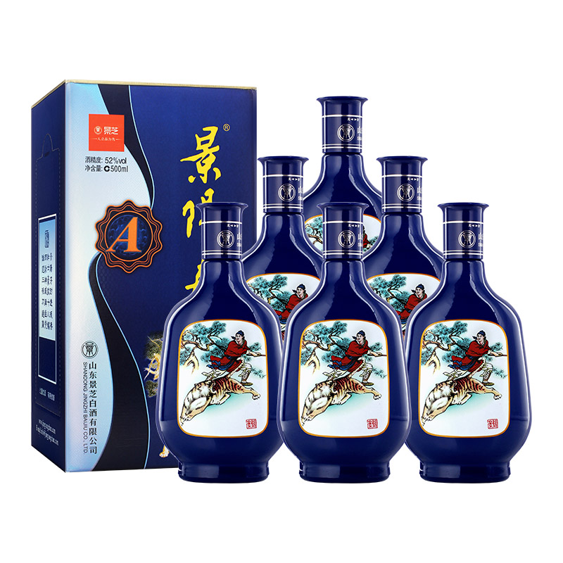 景芝景阳春52度500ml*6整箱装浓香型白酒自饮礼盒装