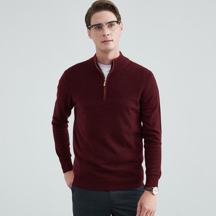 【男士必备】半高领拉链100%山羊绒纯色男士毛衣羊绒衫