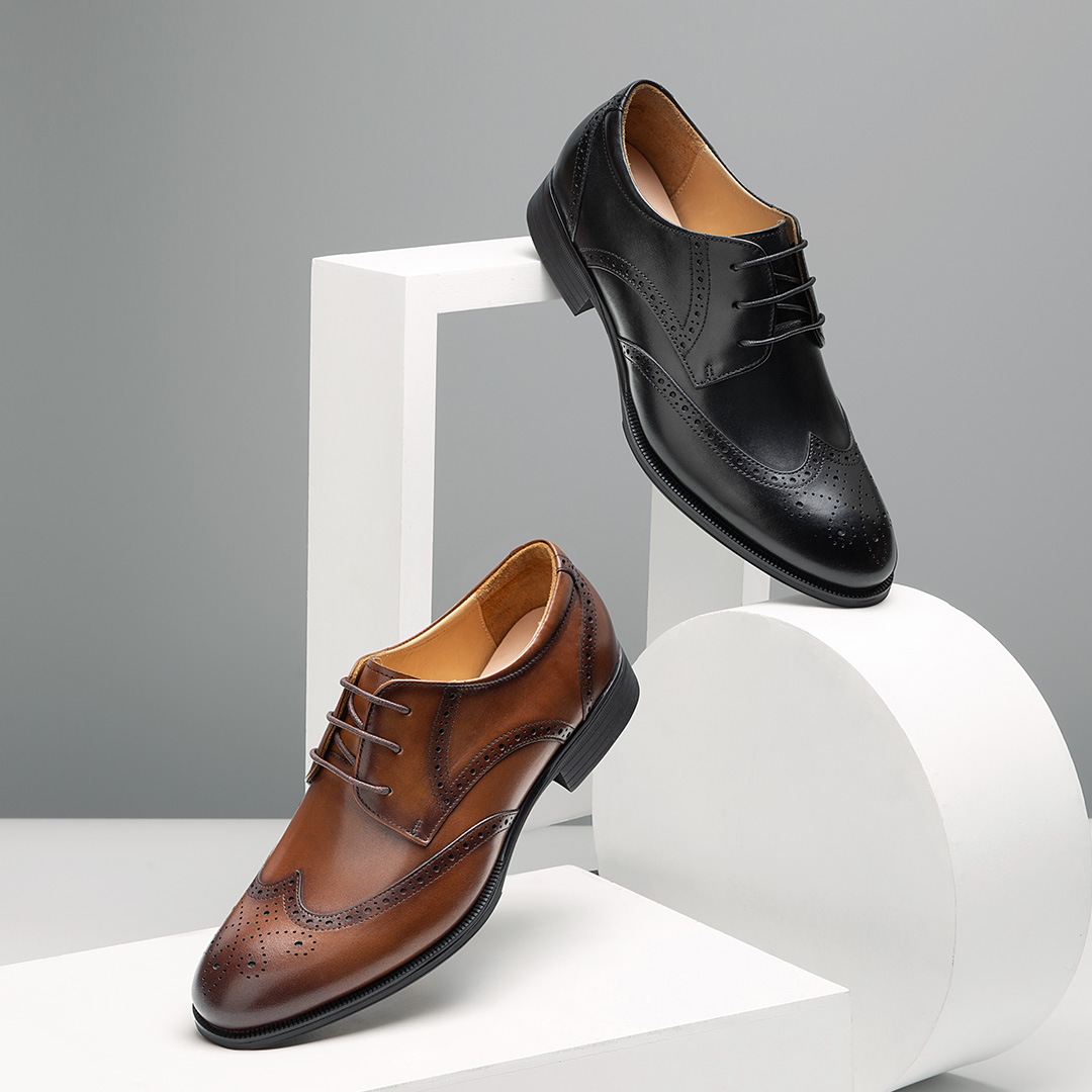 七面“领航者〞植鞣牛皮布洛克德比鞋