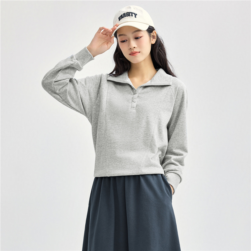 佐丹奴外套女装破骨翻领半开胸插肩针织卫衣 05324830