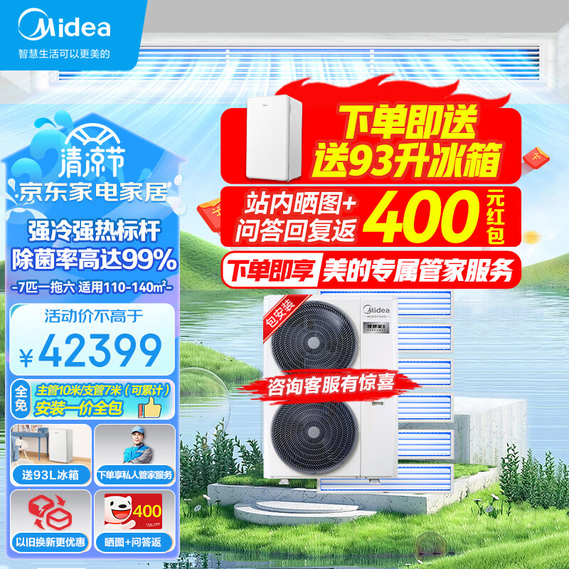 美的（Midea）理想家三代中央空调小多联机7匹一拖六新一级能效嵌入式空调MJV-180W-E01-LXⅢ