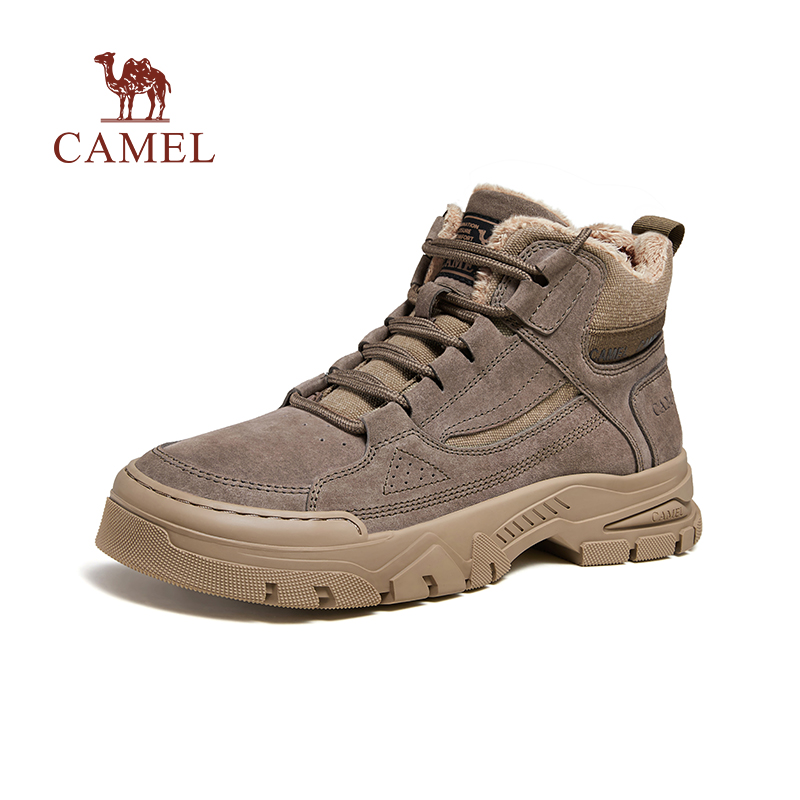 CAMEL骆驼男鞋2024秋冬工装靴子男款增高厚底中帮马丁加绒户外休闲