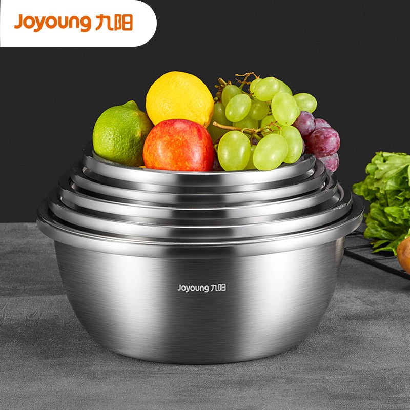 九阳不锈钢盆食品级和面盆子家用厨房打蛋盆漏盆汤洗菜盆套装 20~28五个实盆+26漏盆 1个 20~28五个实盆+26漏盆 6个