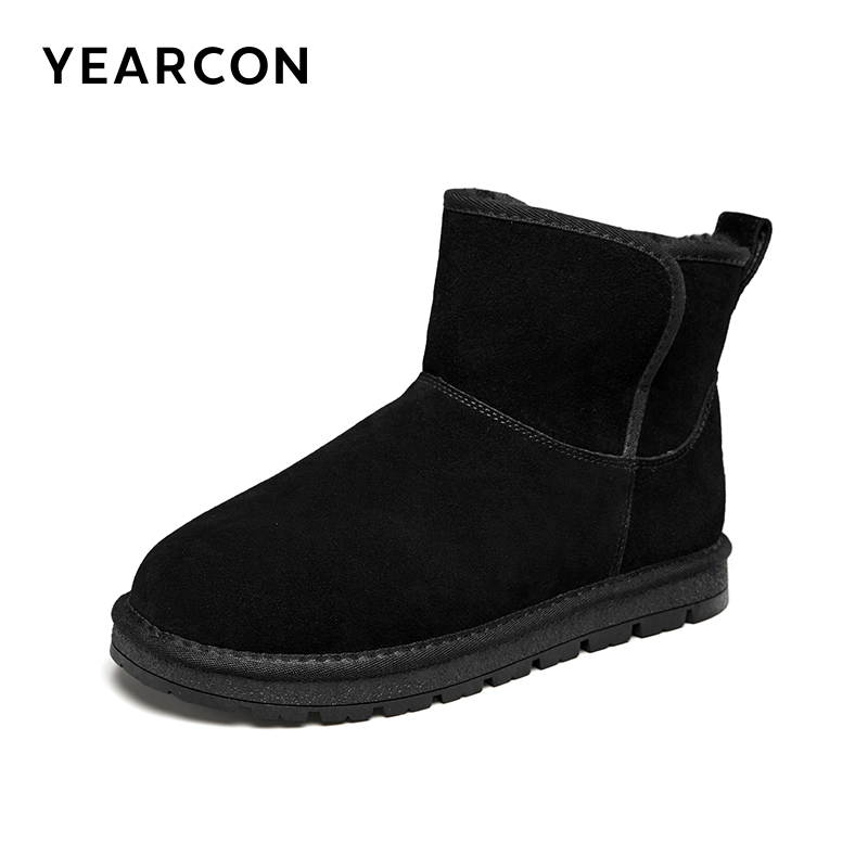 意尔康男鞋冬季加绒保暖雪地靴短筒棉鞋反绒户外时尚休闲短靴