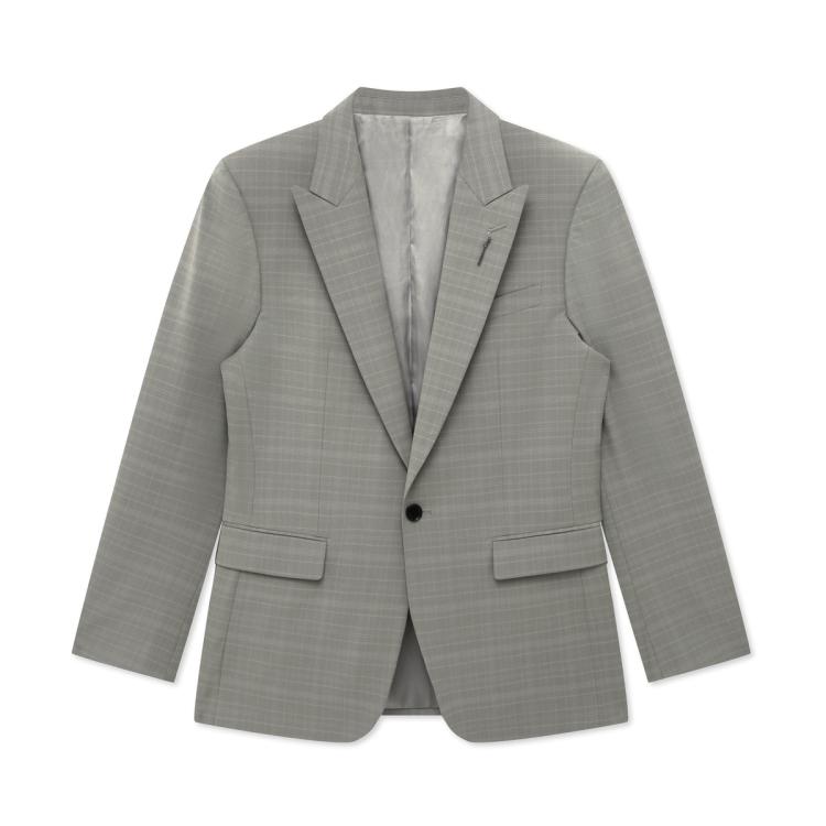 秋冬GXG简约休闲男士轻商务通勤咖格纹套西上衣西装外套