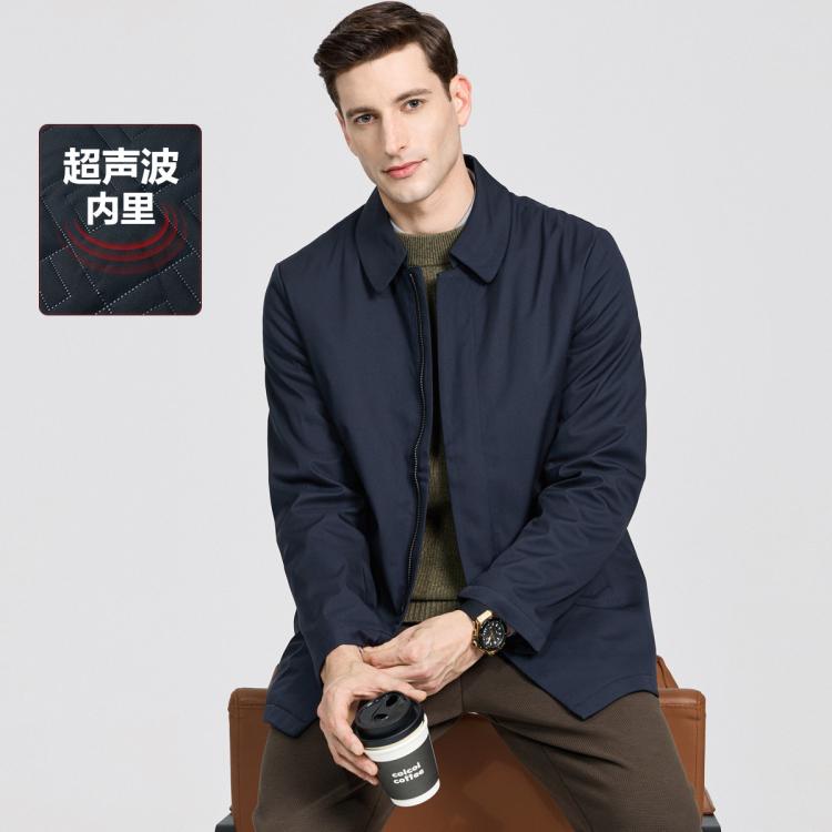 【超声波夹棉】中长款加厚风衣男秋冬季通勤商务翻领男士外套