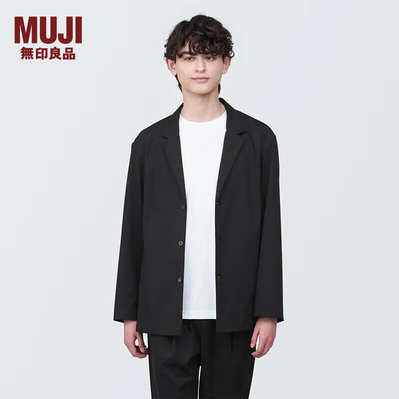 无印良品 MUJI 男式 夹克 长袖 男士外套男款春秋 AC1W3A4S 黑色 S(165/84A)