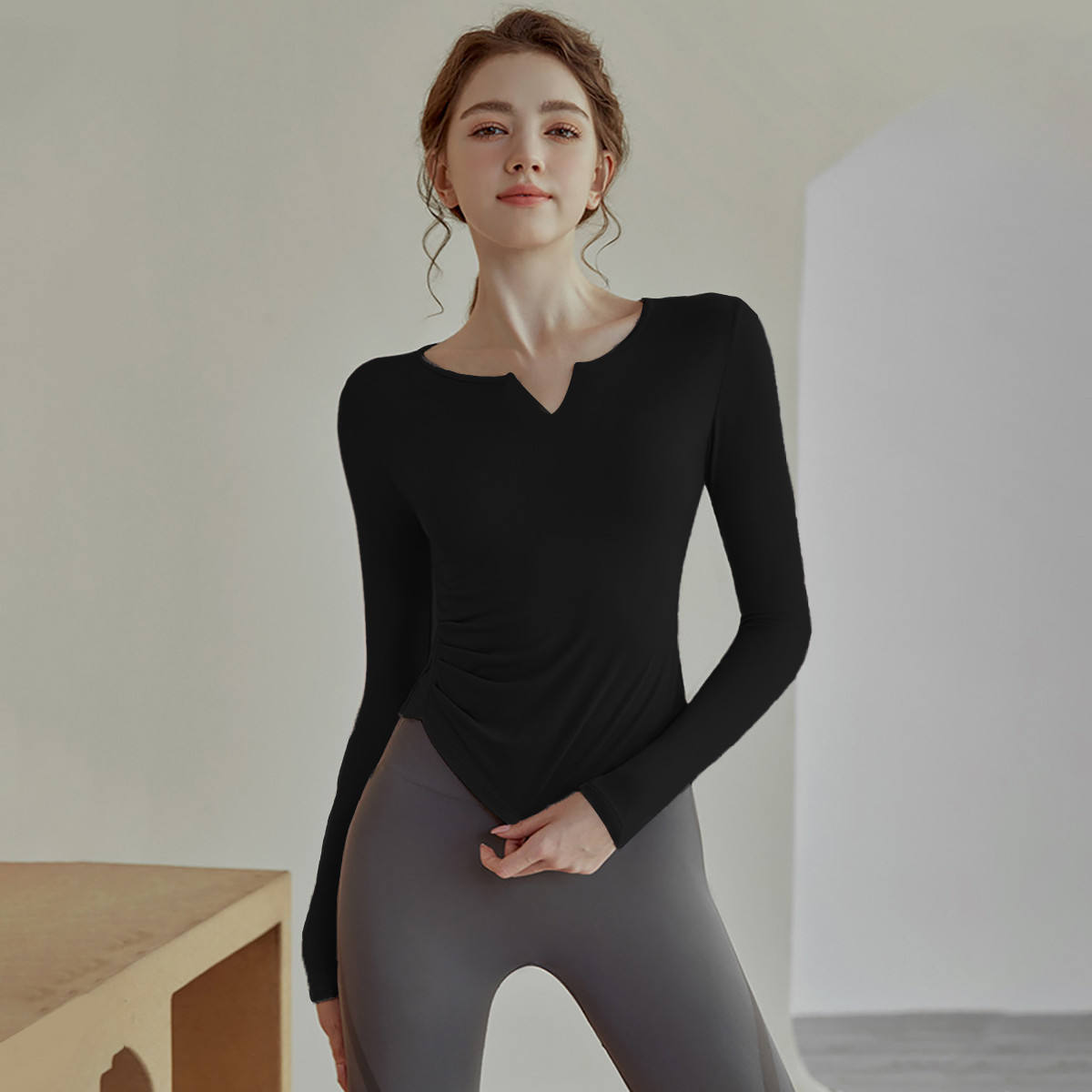 瑜伽服运动上衣女薄款紧身长袖跑步训练T恤