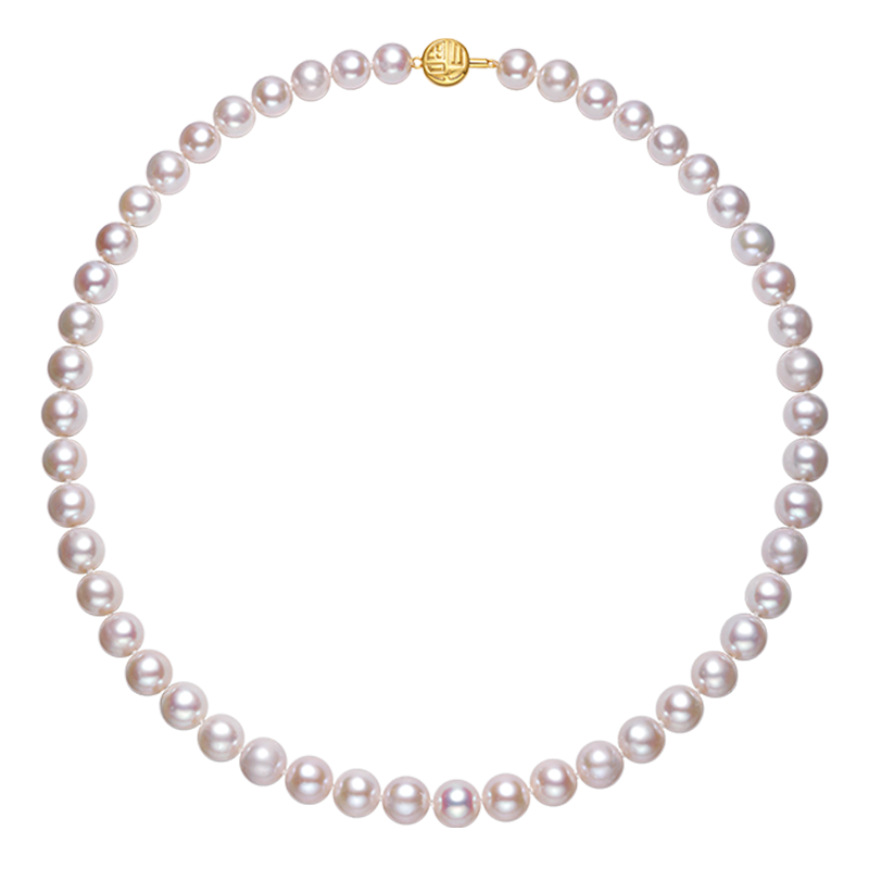 meluxe美奈珠宝S925银淡水珍珠项链近圆微微瑕8-9mm