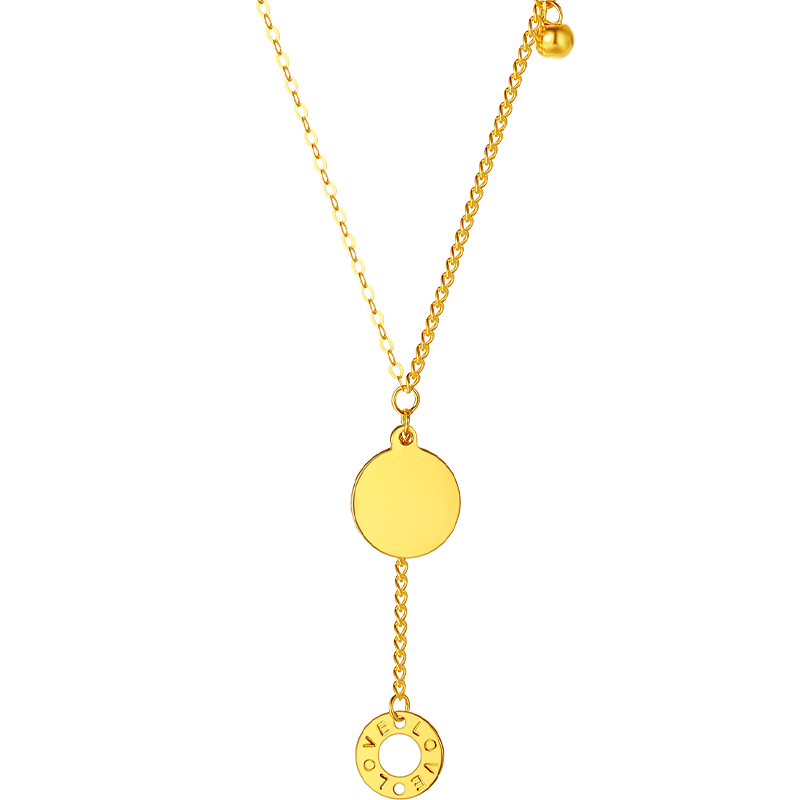 18K金简约时尚LOVE爱心金色K金项链送