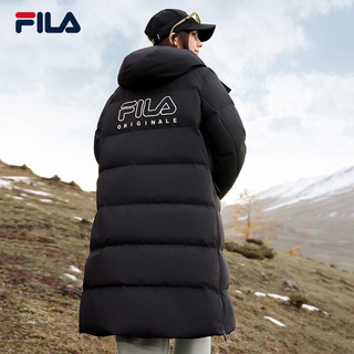 FILA 斐乐官方女士长款羽绒服2024冬季新品休闲舒适保暖上衣连帽外套