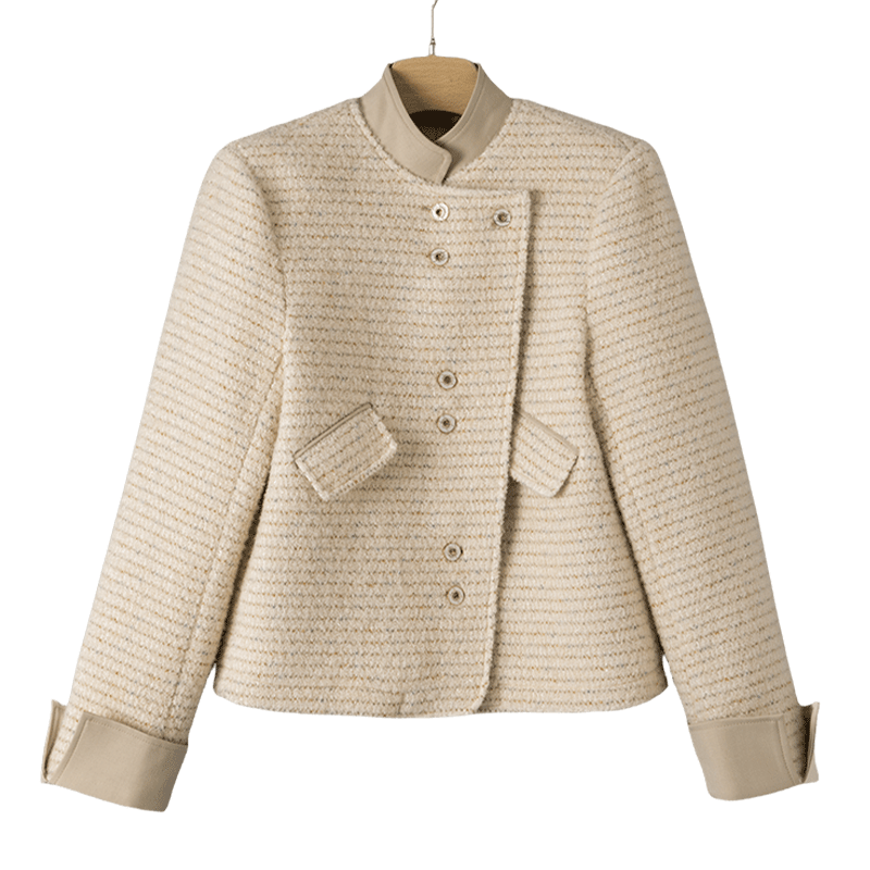 晚白2025年新款时尚简约气质小香风外套休闲减龄短款外套女