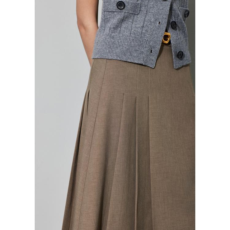 丽丽 LILY【2024冬款】都市赫本风别致百褶通勤款显瘦高腰A字半身裙