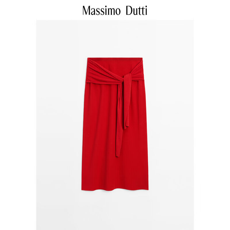 Massimo Dutti升级2025女装气质Citywalk包臀系带半身裙05205529 红色 M (170/74A)