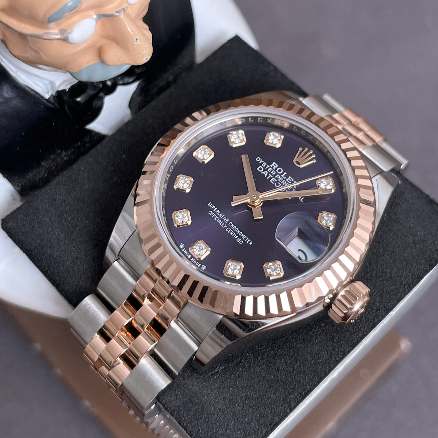 劳力士（ROLEX）279171女装日志型28mm表径女士手表表白瑞士自动机械女表 m279171-0015紫盘钻刻玫瑰金