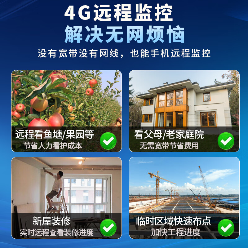 华为智选 小豚当家4G版2.5K室外摄像头家用400万 双卡双待监控器360度无死角带夜视全景户外防水高清可对话