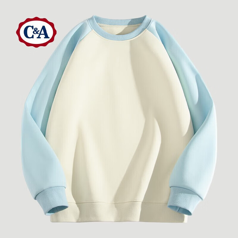 C&A圆领卫衣女2025新款早春红茶风穿搭小个子撞色插肩长袖