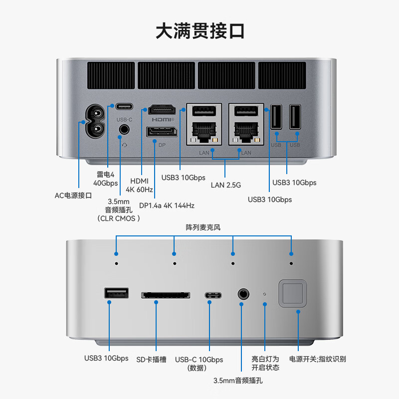 零刻「静享其创」GTi12/GTi13 UItra 英特尔酷睿i9 12900H/HK 13900HK高性能游戏办公设计迷你主机 GTi13冰霜银【夜幕星】 准系统+EX显卡扩展坞