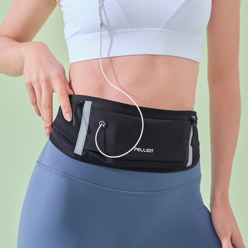 伯希和（Pelliot）跑步腰包男女运动跑步专用手机袋携带神器单肩轻便隐形斜挎小型包 曜石黑 均码