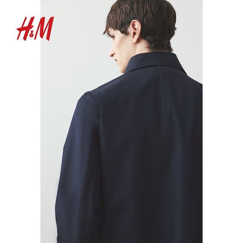 H&M男装风衣2025年春季新款高级感气质商务标准版型轻便大衣