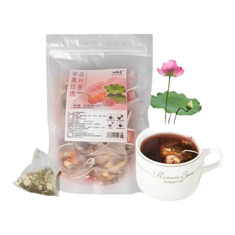 九物道苹果玫瑰荷叶茶 三角包男女茶 冷萃冻干水果茶 苹果玫瑰荷叶茶两袋（）