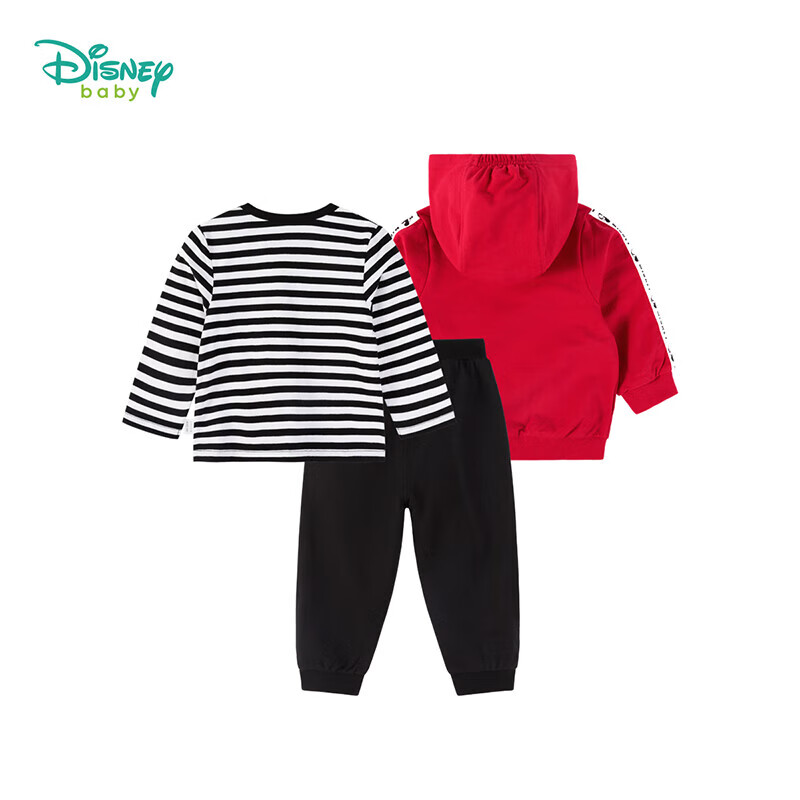迪士尼宝宝（Disney Baby）童装男女童米妮时尚休闲百搭舒适保暖三件套卫衣套装24年秋季 211T1180大红 110